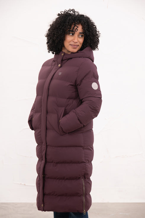 Lighthouse Savannah AW26 in Damson/Grape Longline Padded Winter Coat with Recycled Fill