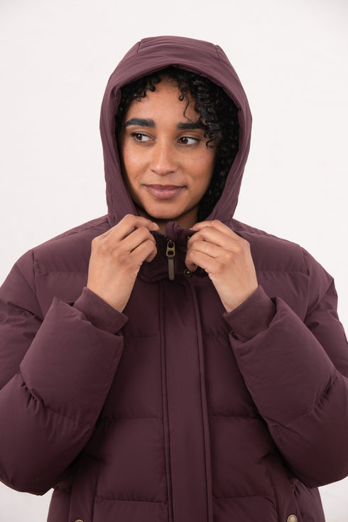 Lighthouse Savannah AW26 in Damson/Grape Longline Padded Winter Coat with Recycled Fill