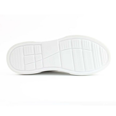 Heavenly Feet Womens White Shelby Litesoles Platform Trainer with Silver Detail
