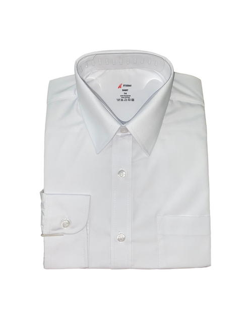A-Student Plain Long Sleeve School Shirt White Up to 15"