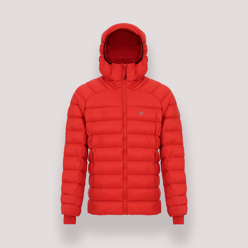Mac In A Sac Men's Summit Flame Red Packable Duck Down Insulated Jacket