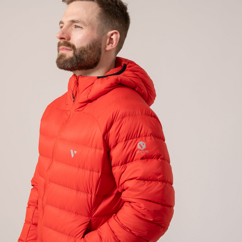Mac In A Sac Men's Summit Flame Red Packable Duck Down Insulated Jacket