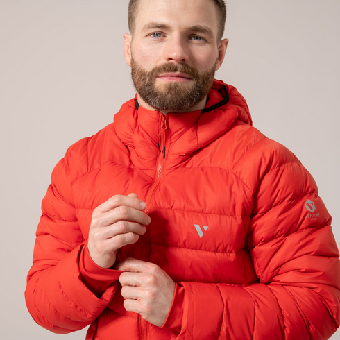 Mac In A Sac Men's Summit Flame Red Packable Duck Down Insulated Jacket