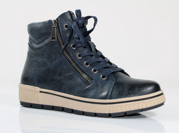 Susst Brooke25 Navy Ladies Laced Ankle Boot with Zip Opening