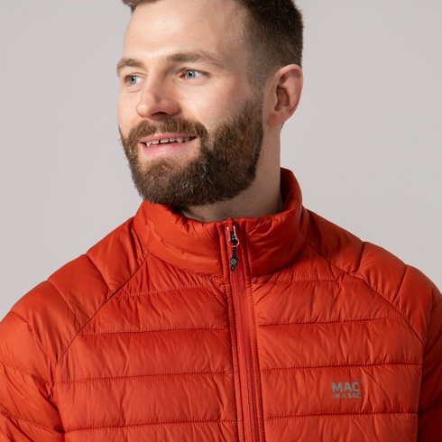Mac In A Sac Men's Synergy Burnt Orange Packable Thermolite Insulated Jacket