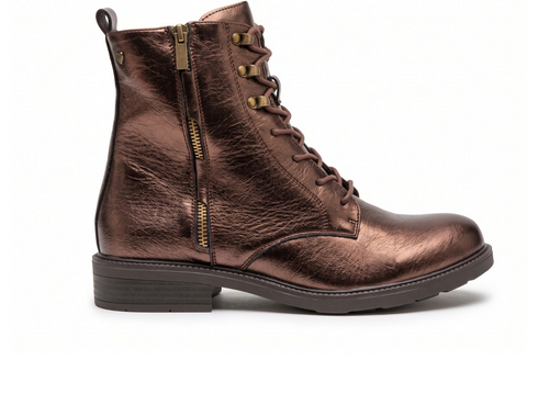 Susst Teddy Metallic Laced Ankle Boot TEDDY26 - Brown Metallic