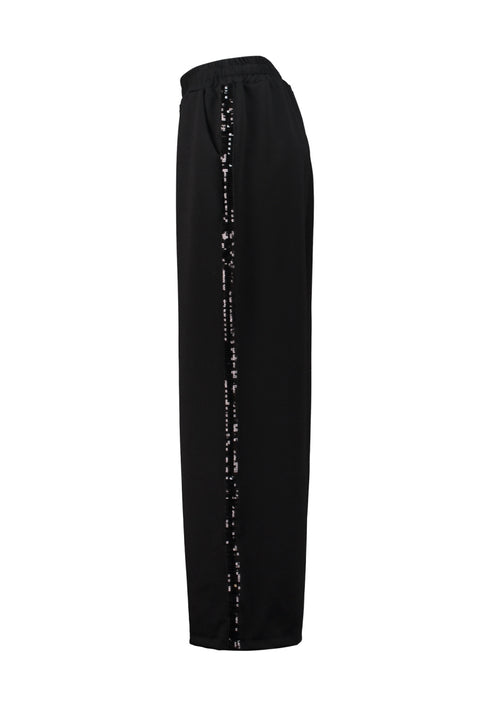Hailys Pa44ily Glitter Side Stripe Wide Leg Trousers TIP-H01113 - Black Glitter