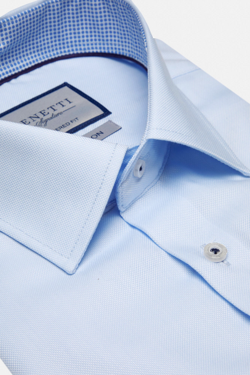 Benetti Menswear Brad Sky Blue Tapered Fit Non-Iron Cotton Shirt
