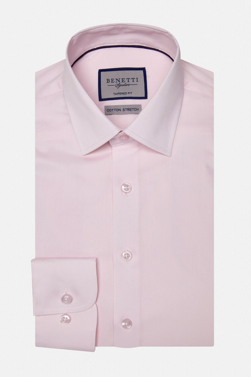 Benetti Menswear Oscar Pink Tapered Fit Stretch Cotton Formal Shirt