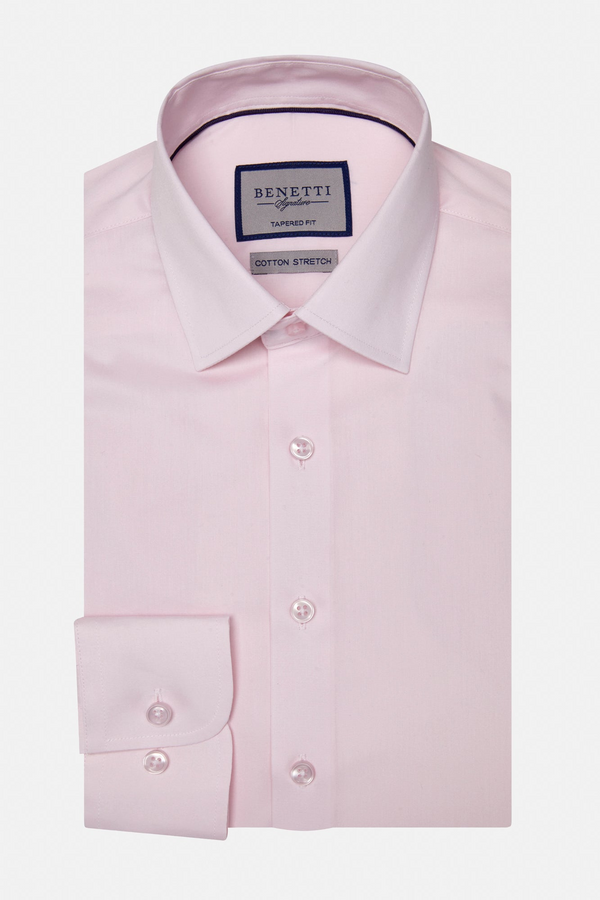 Benetti Menswear Oscar Pink Tapered Fit Stretch Cotton Formal Shirt