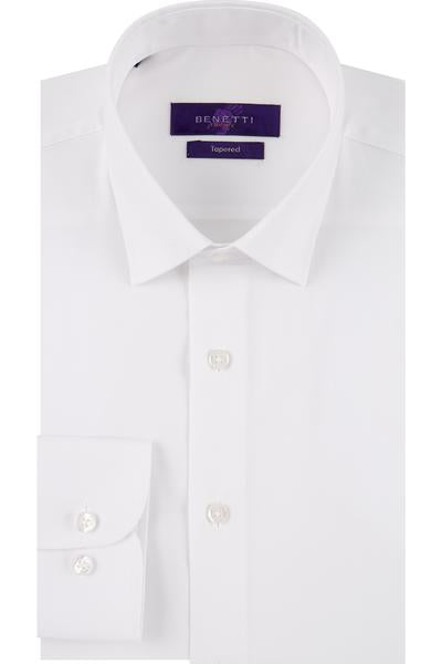 Benetti Eric Formal Shirt White Tapered Fit Long Sleeve Button Cuff