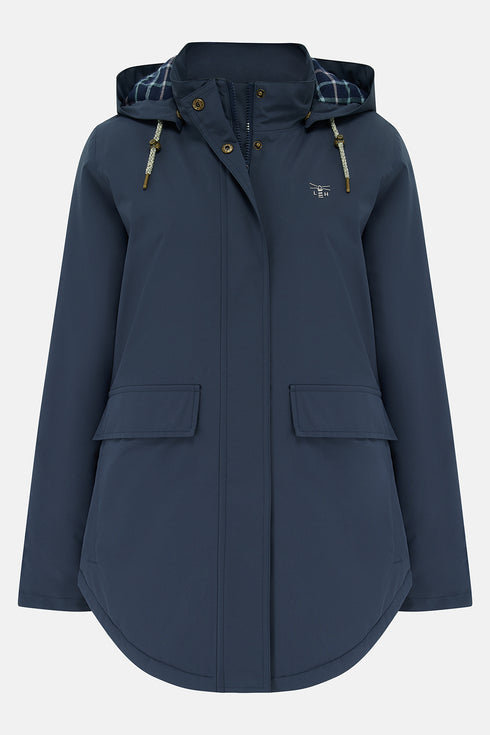 Lighthouse Tess AW26 in Navy Fleece-Lined Waterproof Mid-Hip Coat