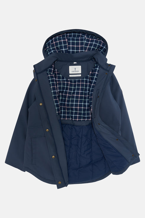 Lighthouse Tess AW26 in Navy Fleece-Lined Waterproof Mid-Hip Coat
