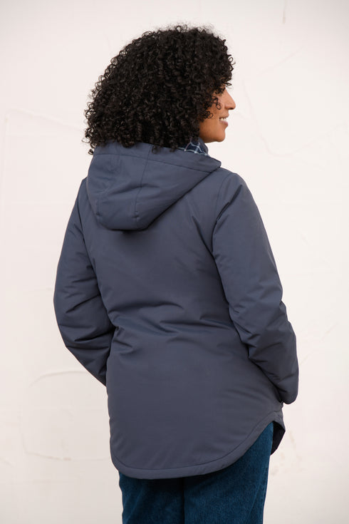 Lighthouse Tess AW26 in Navy Fleece-Lined Waterproof Mid-Hip Coat