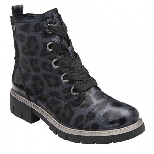 Lotus Jojo Leopard Print Ankle Boot ULB350EZ - Navy Leopard