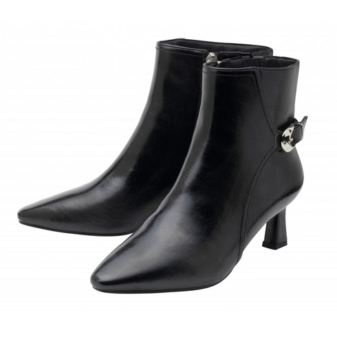 Lotus Ripley Buckle Pointed Heeled Ankle Boot ULB536BB - Black