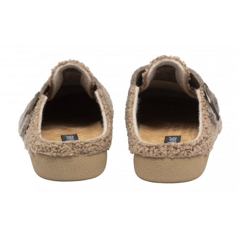 Lotus Nola Teddy Fleece Buckle Mule Slipper ULH141CC - Beige Teddy
