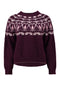Hailys Co44lette Nordic Fairisle Crew Neck Knit Jumper UNF-9721 - Dark Cherry/Silky Rose