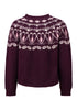 Hailys Co44lette Nordic Fairisle Crew Neck Knit Jumper UNF-9721 - Dark Cherry/Silky Rose