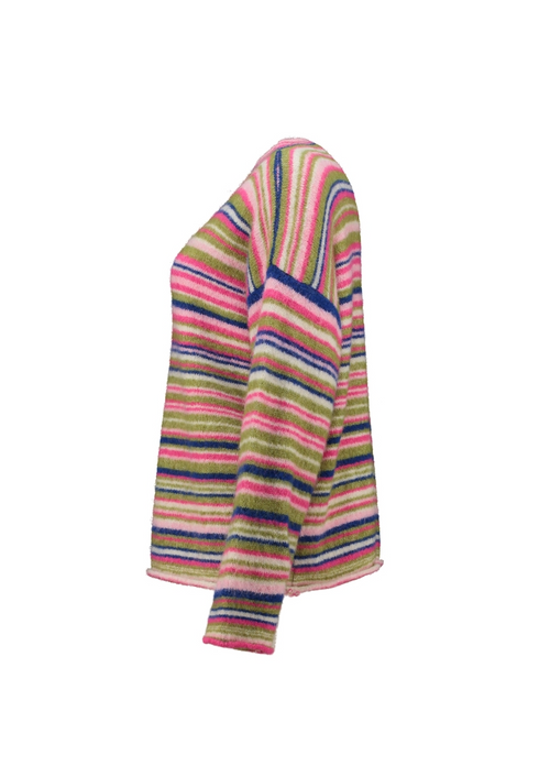 Hailys Womens Er44ina Multi Stripe Knit Jumper UNF-9756 - Multi Stripe