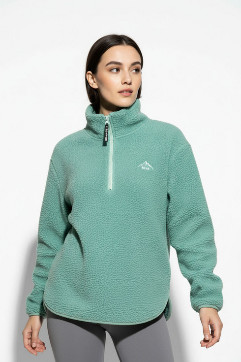 USCO Women's Chroma Longline 1/4 Zip Fleece with Curved Hem Teal 45530