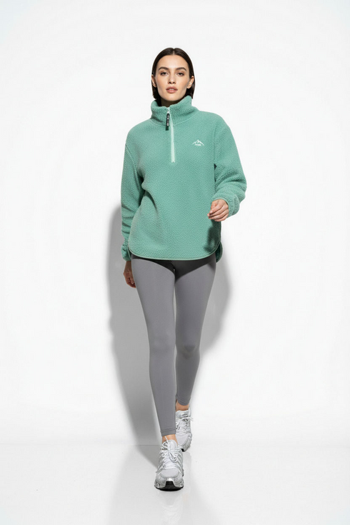 USCO Women's Chroma Longline 1/4 Zip Fleece with Curved Hem Teal 45530