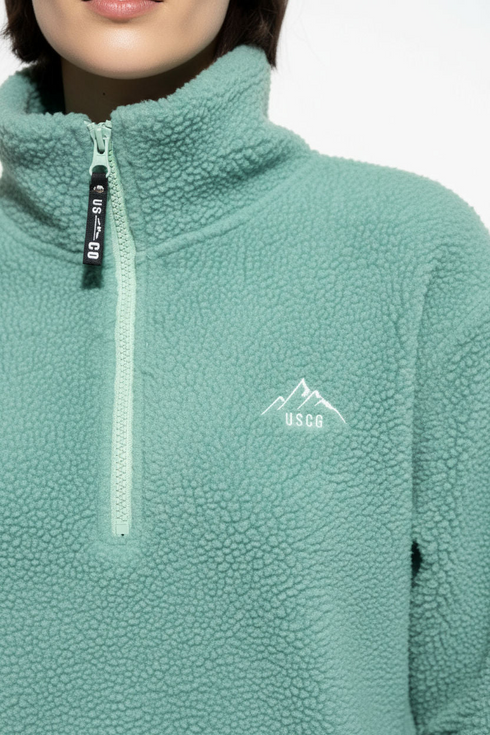 USCO Women's Chroma Longline 1/4 Zip Fleece with Curved Hem Teal 45530