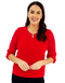 Yew Women's Top Red with Sequin Collar 2397 – Elegant 3/4 Sleeve Evening Top