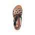 Rieker V4181-00 Women's Cork Black Leopard Wedge Sandals