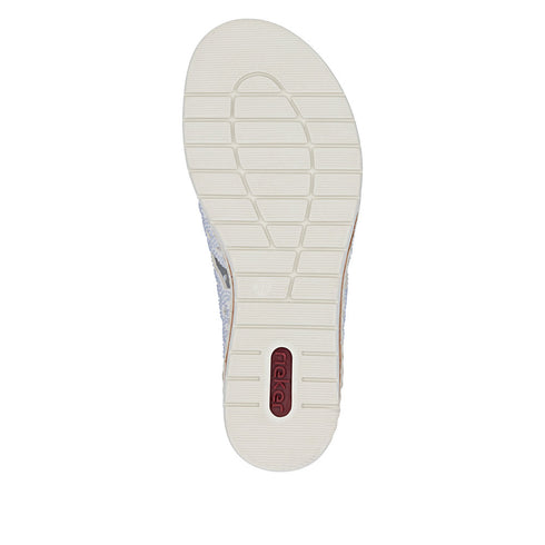 Rieker Womens White Morelia Mule Sandal with Perforated Detail V4189-80