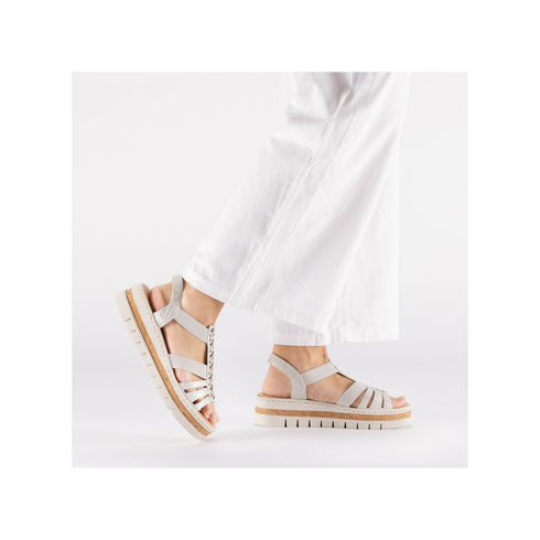 Rieker Womens Silver/Platinum V4918-90 Antistress Embellished Wedge Sandal
