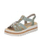 Rieker Womens Green V4949-52 Antistress Embellished Wedge Sandal