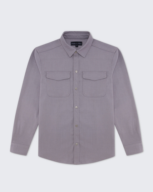 Walker & Hunt Mason Overshirt Grey Structured Mid-Weight Cotton Blend