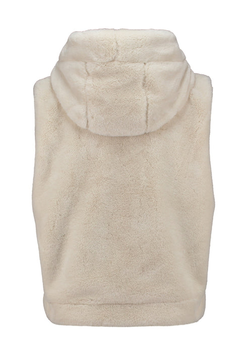 Hailys Bi44ne Hooded Faux Fur Gilet WI-2601019 - Cream