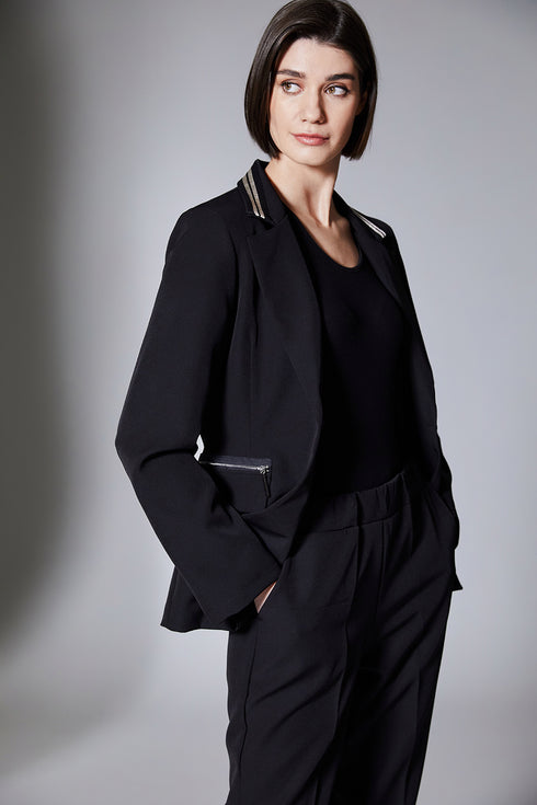 Peruzzi Stripe Trim Collar Blazer W25136