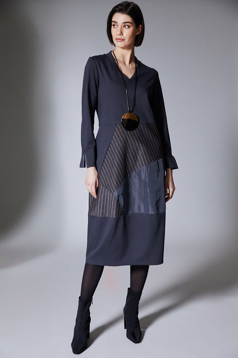 Peruzzi Pinstripe Panel Dress W25147