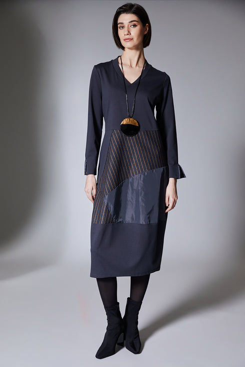 Peruzzi Pinstripe Panel Dress W25147