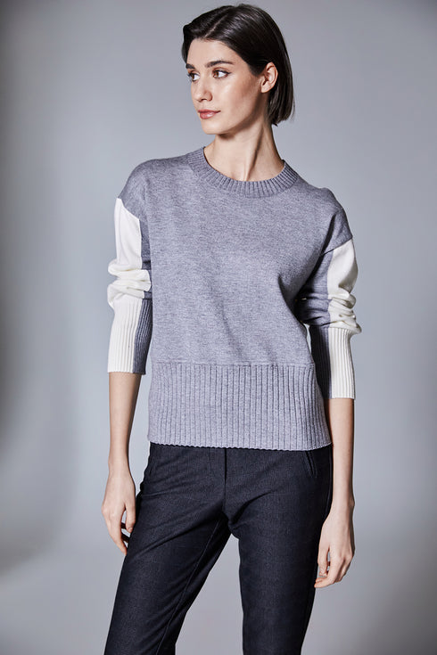 Peruzzi Two Tone Rib Knit Sweater W25198 – Contrasting Colours