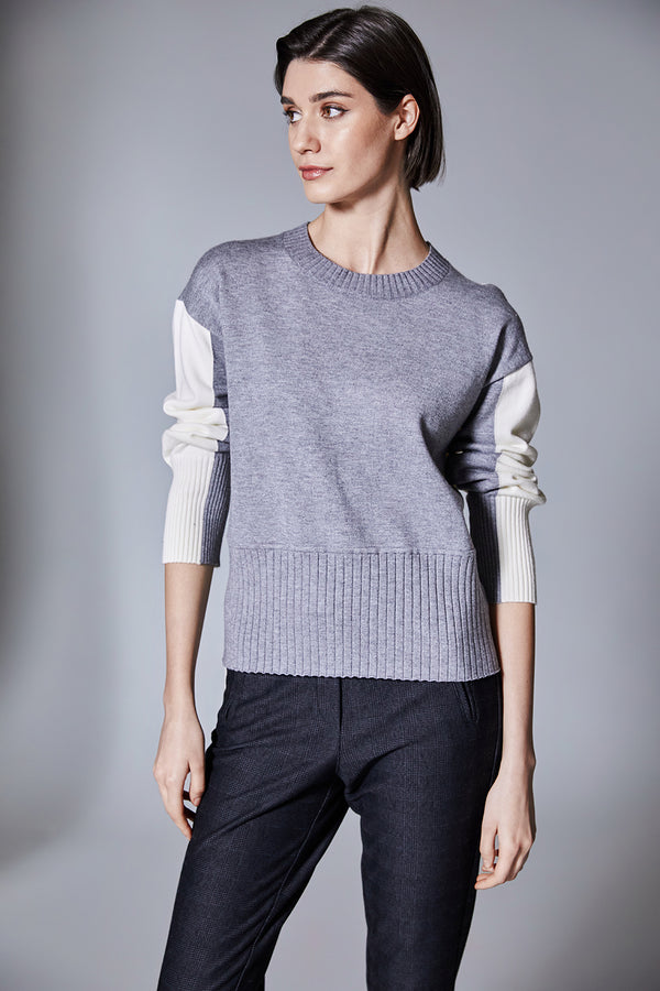 Peruzzi Two Tone Rib Knit Sweater W25198 – Contrasting Colours