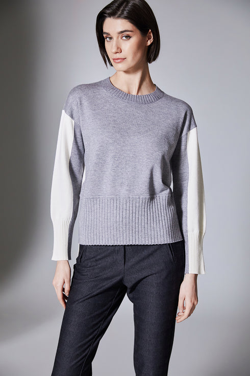 Peruzzi Two Tone Rib Knit Sweater W25198 – Contrasting Colours