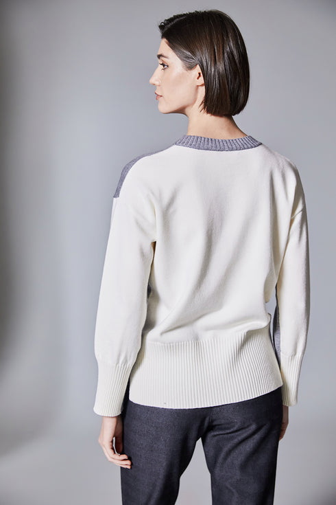 Peruzzi Two Tone Rib Knit Sweater W25198 – Contrasting Colours