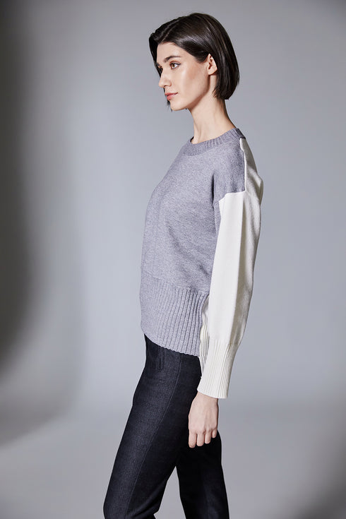 Peruzzi Two Tone Rib Knit Sweater W25198 – Contrasting Colours