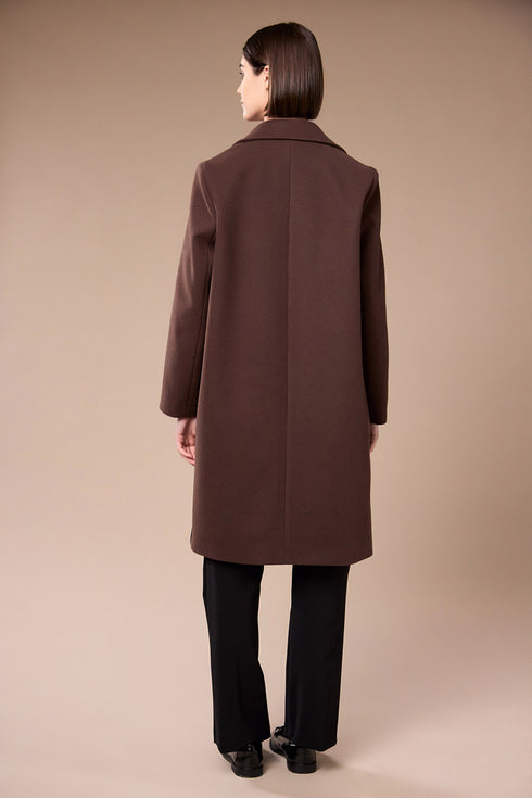 Peruzzi Womens Colour Block Knee Length Coat W26116 - Black/Brown