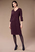 Peruzzi Womens V-Neck Frill Sleeve Dress W26129 - 42 Plum