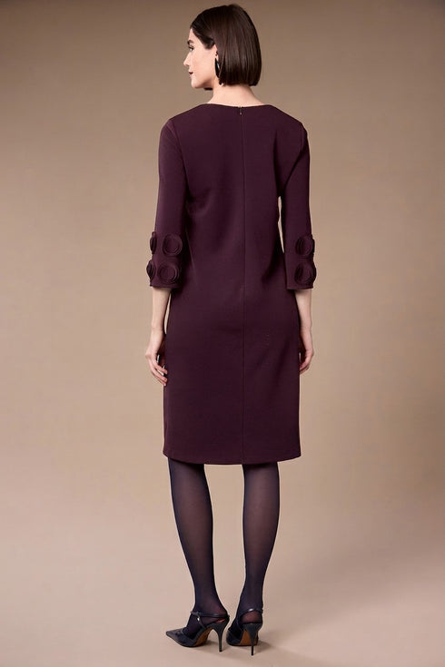 Peruzzi Womens V-Neck Frill Sleeve Dress W26129 - 42 Plum