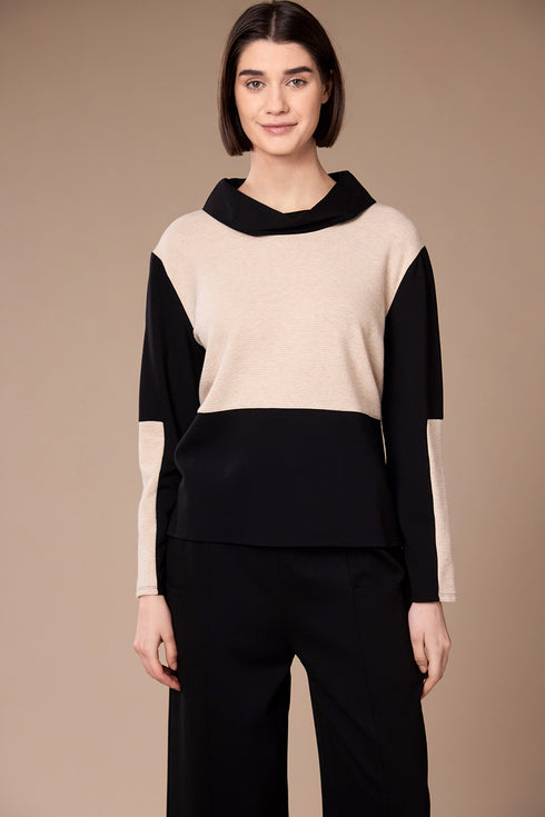 Peruzzi Womens Two Tone Knit W26133 - Sand/Black