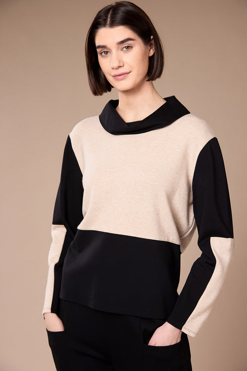 Peruzzi Womens Two Tone Knit W26133 - Sand/Black