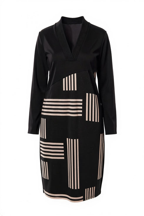 Peruzzi Alternate Stripe V-Neck Dress W26137