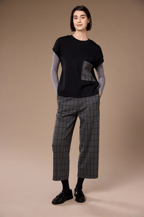 Peruzzi Women's Grid Print Trousers 08 Grey/Black W26140