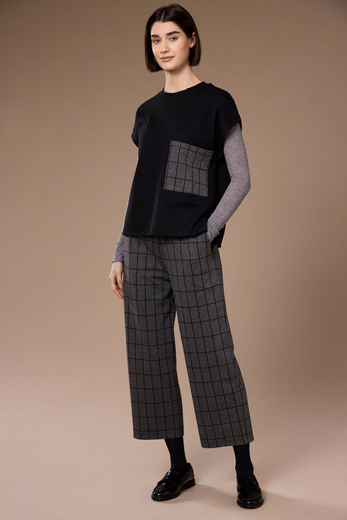 Peruzzi Women's Grid Print Tabard Top 08 Grey/Black W26139